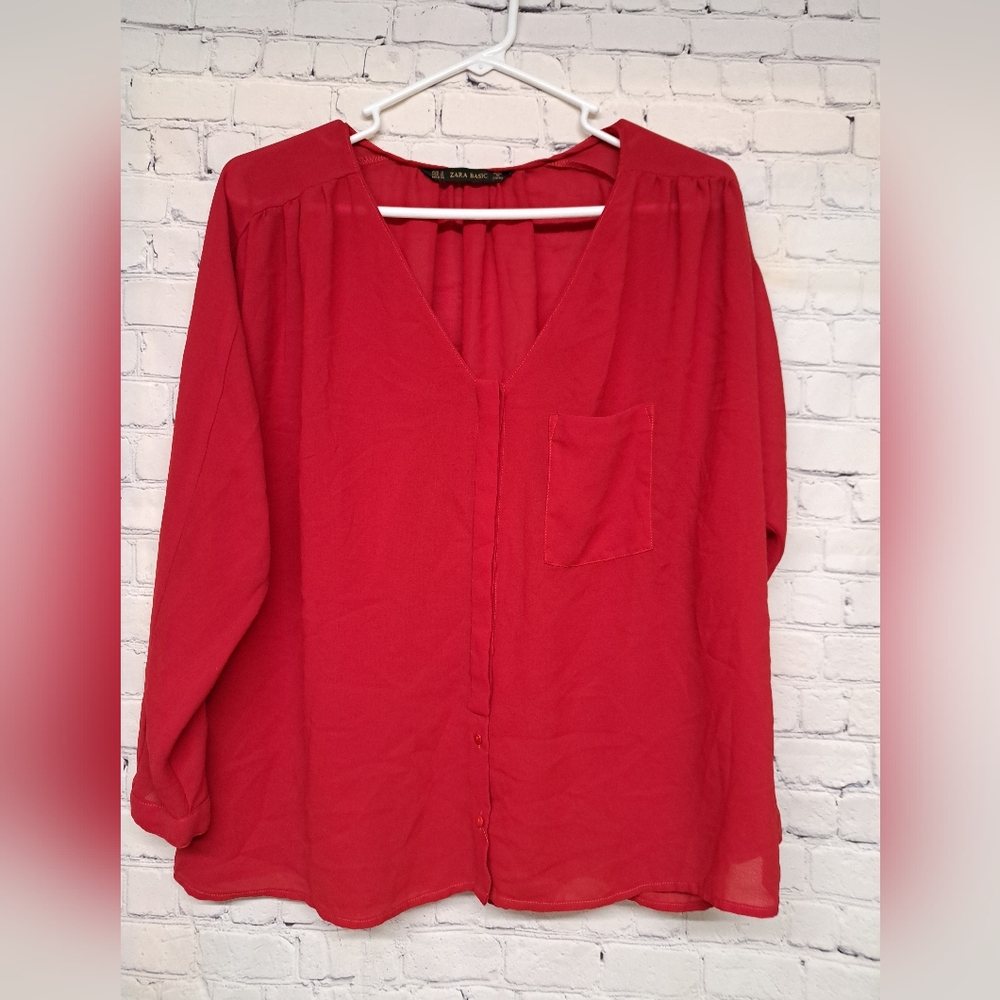 Zara top red blouse